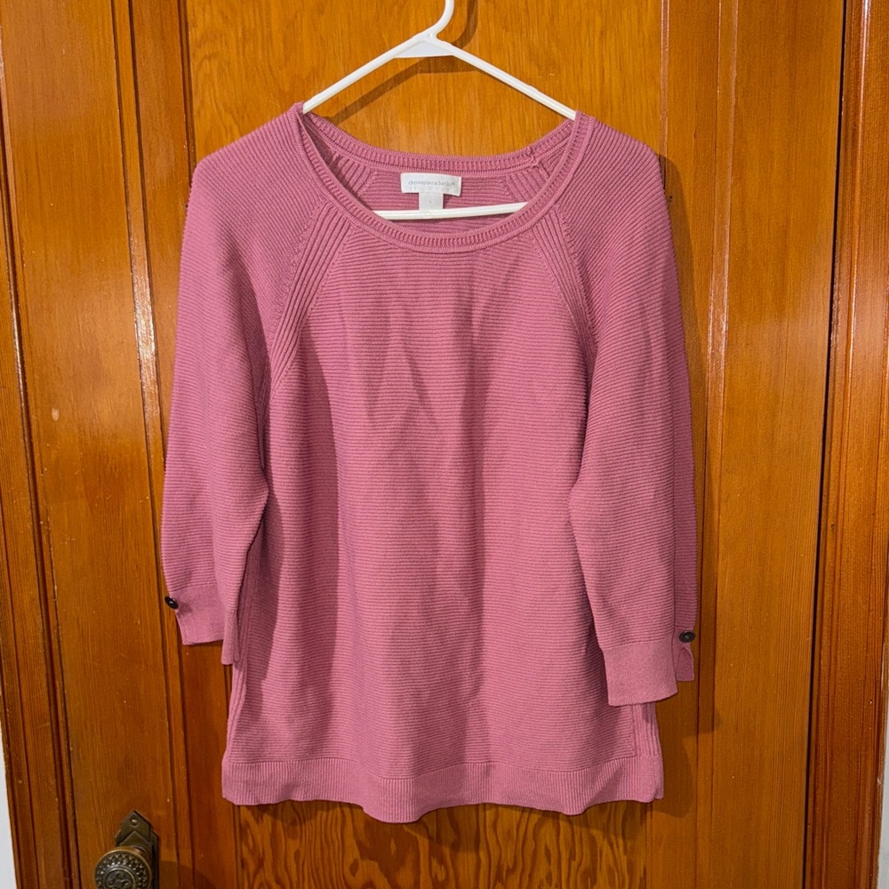 Christopher & Banks Mauve Ribbed Knit Top
